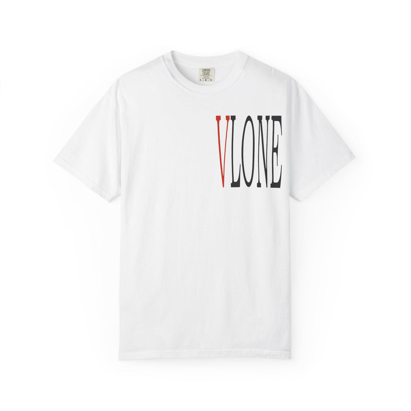 VLONE Graphic T-Shirt — Distressed Red V Logo Front & Back
