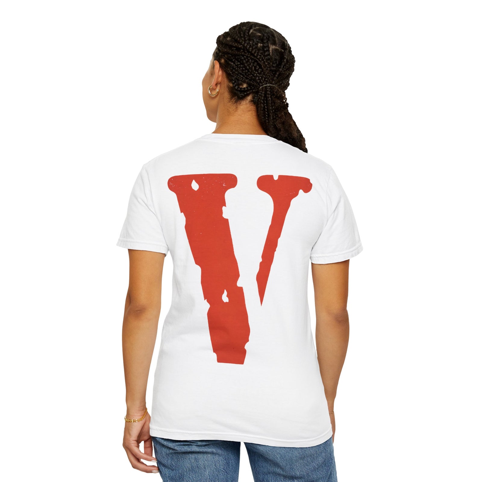 VLONE Graphic T-Shirt — Distressed Red "V" Logo Tee