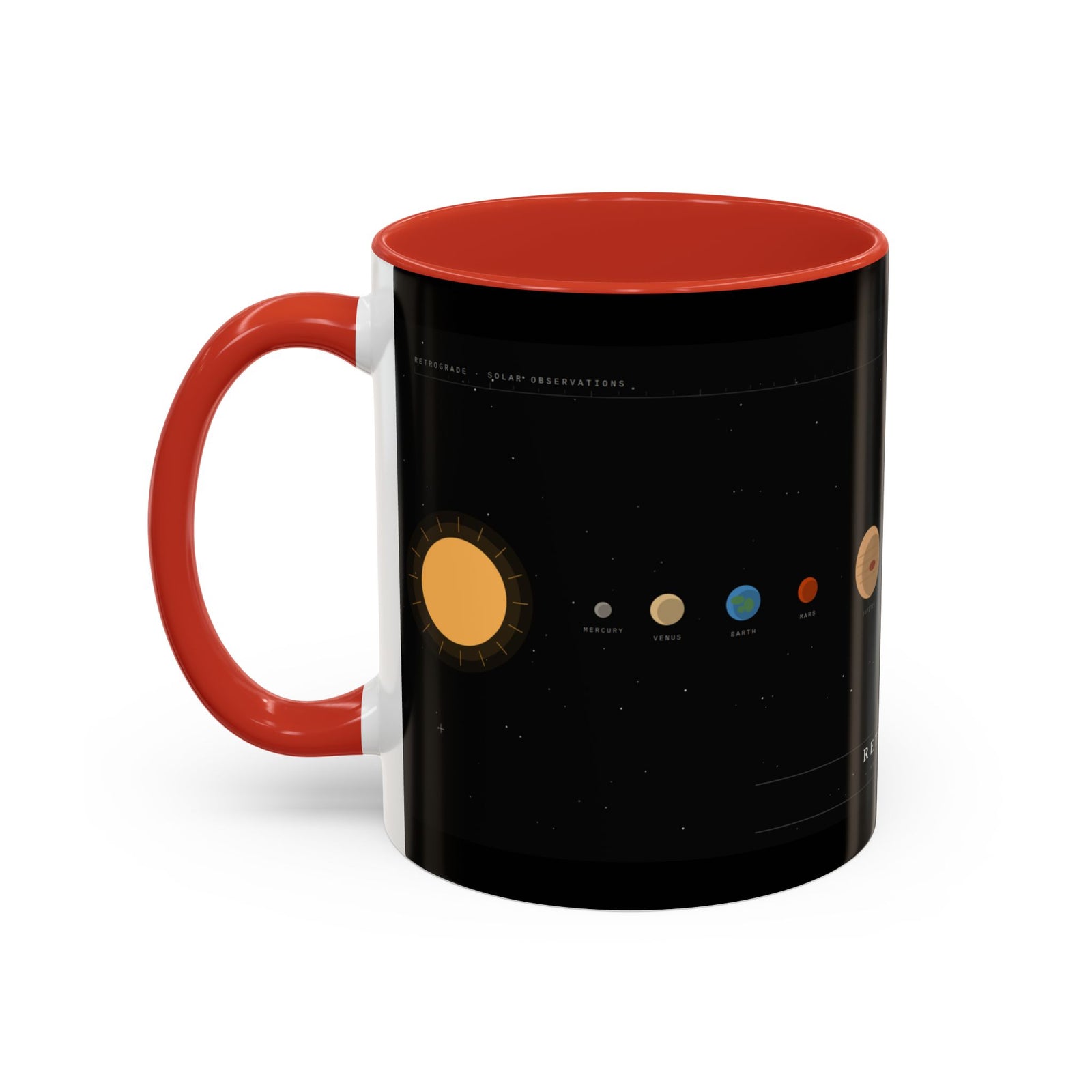 Retrograde Solar System Coffee Mug — Planet Diagram Accent Mug (11/15oz)