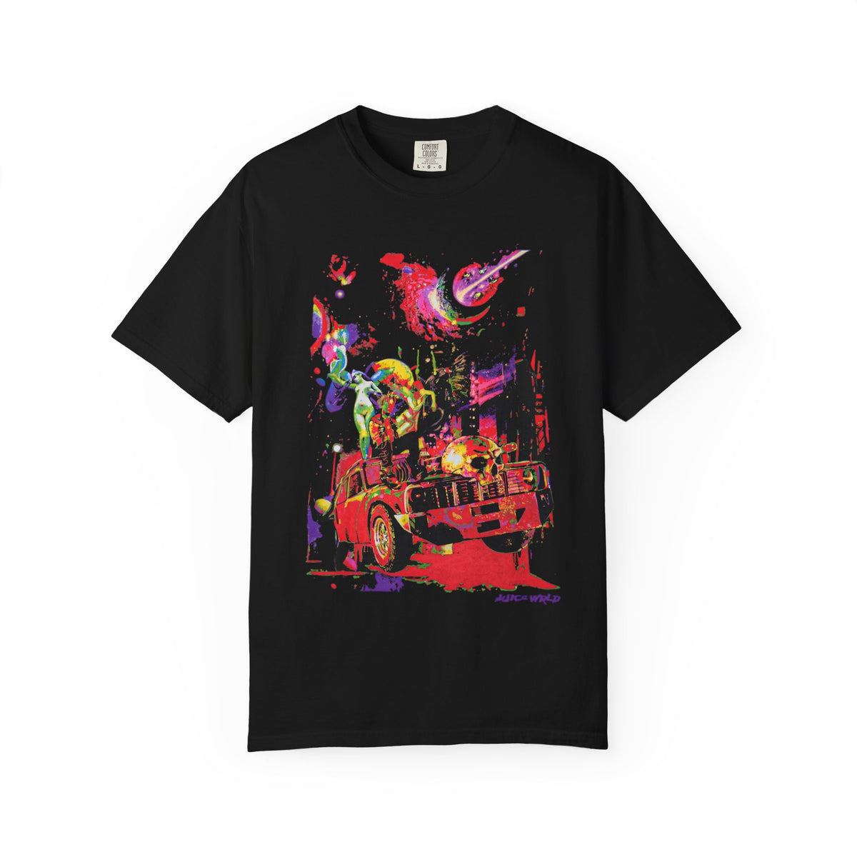 Psychedelic Street Art T-Shirt — Colorful Van & 'V' Graphic Tee