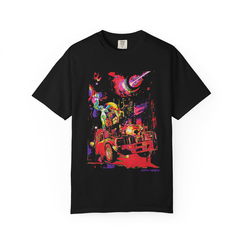 Psychedelic Street Art T-Shirt — Colorful Van & 'V' Graphic Tee