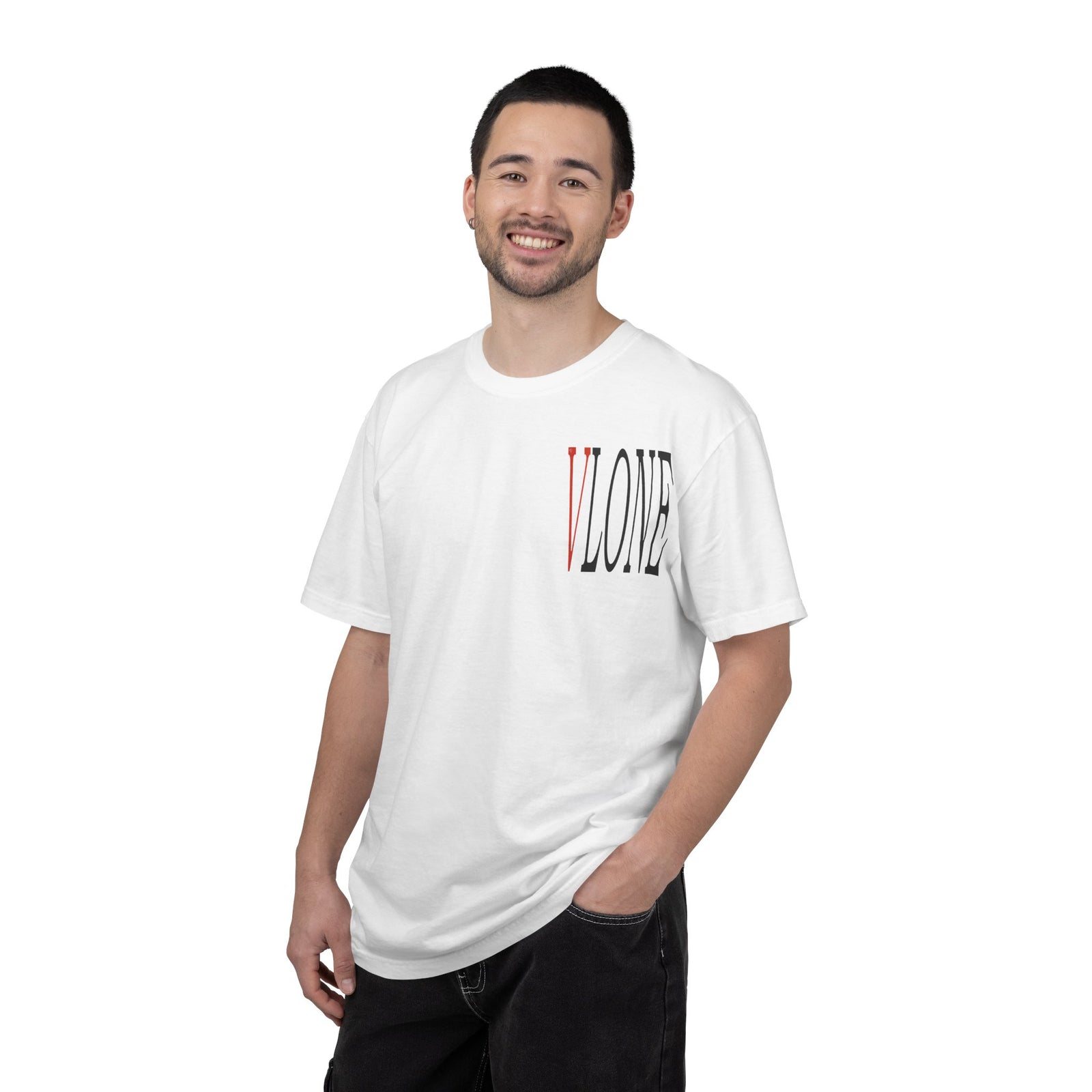 VLONE Graphic T-Shirt — Distressed Red "V" Logo Tee