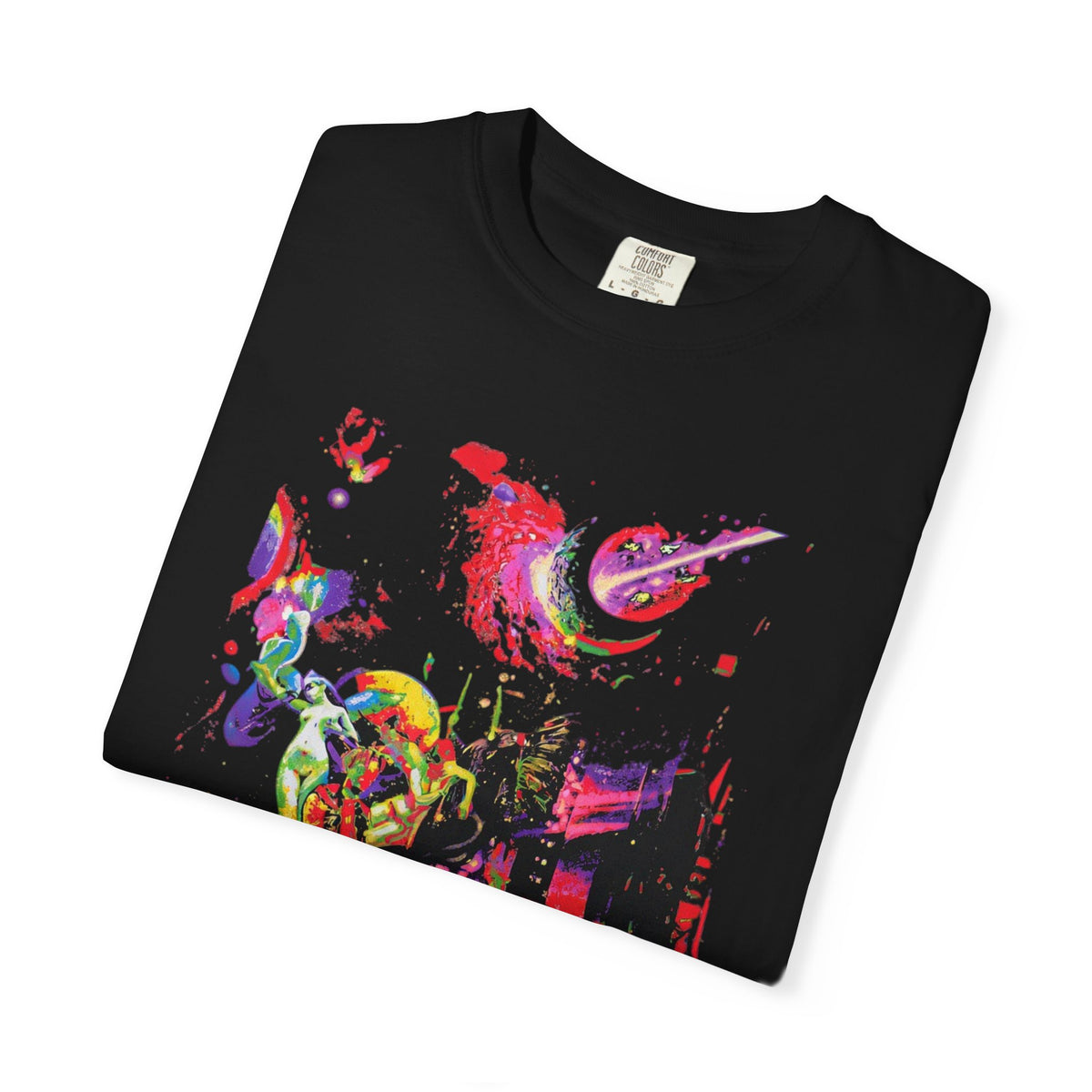 Psychedelic Street Art T-Shirt — Colorful Van & 'V' Graphic Tee