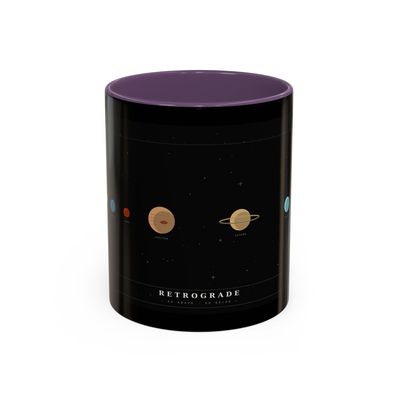 Retrograde Solar System Coffee Mug — Planet Diagram Accent Mug (11/15oz)