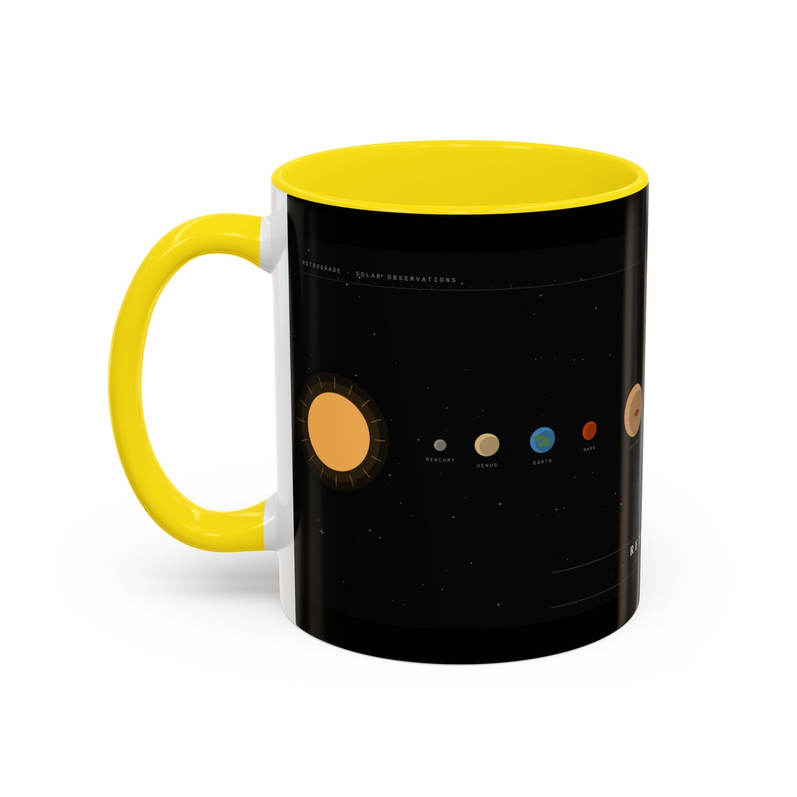Retrograde Solar System Coffee Mug — Planet Diagram Accent Mug (11/15oz)