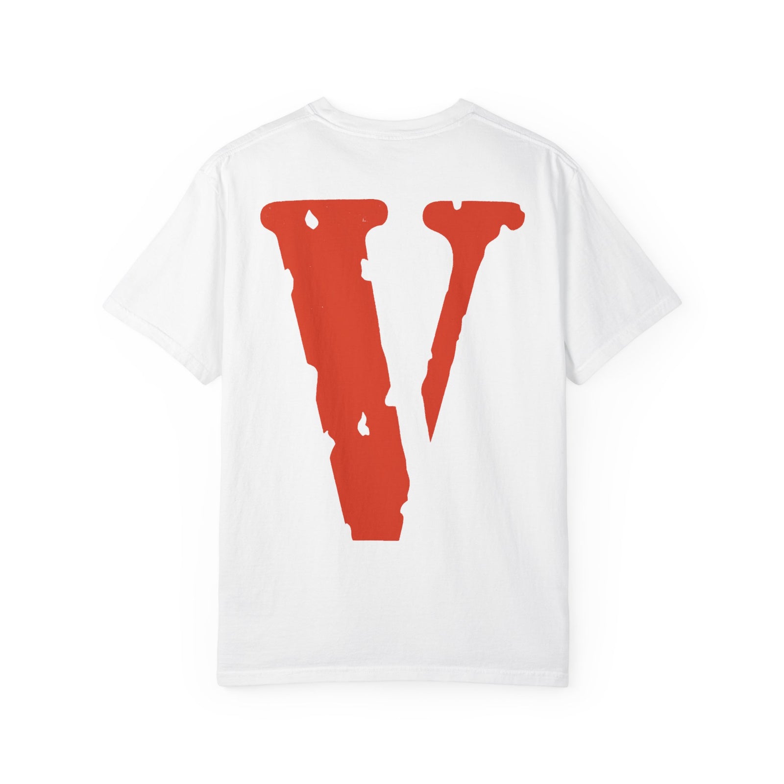 VLONE Graphic T-Shirt — Distressed Red V Logo Front & Back