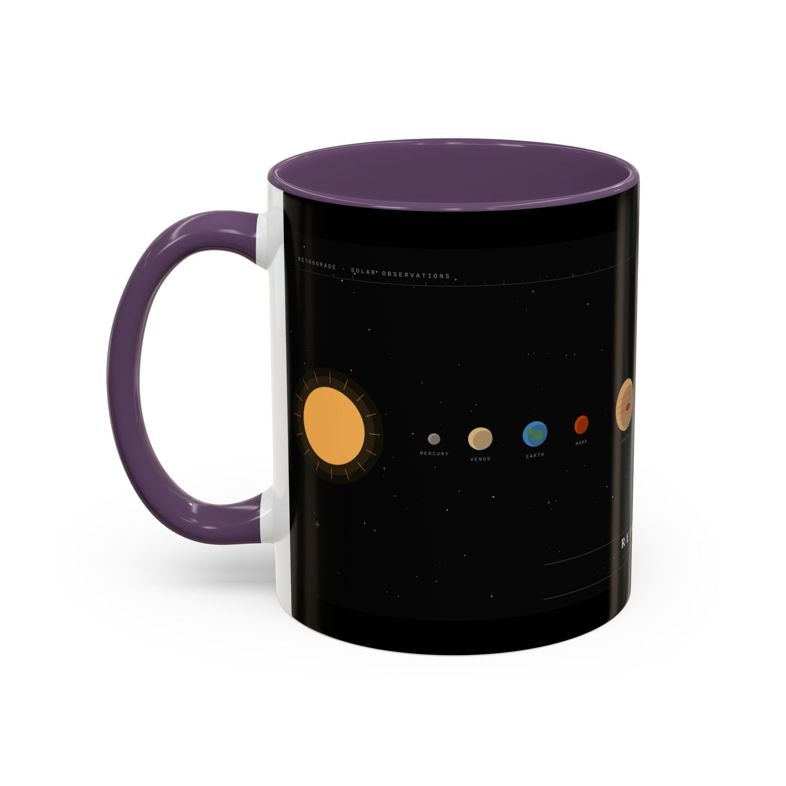 Retrograde Solar System Coffee Mug — Planet Diagram Accent Mug (11/15oz)