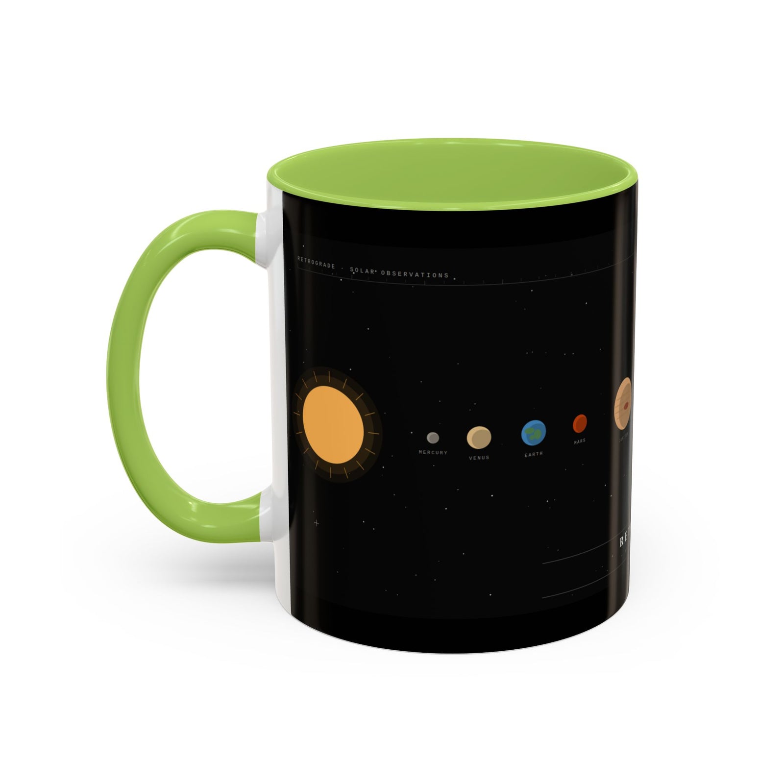 Retrograde Solar System Coffee Mug — Planet Diagram Accent Mug (11/15oz)