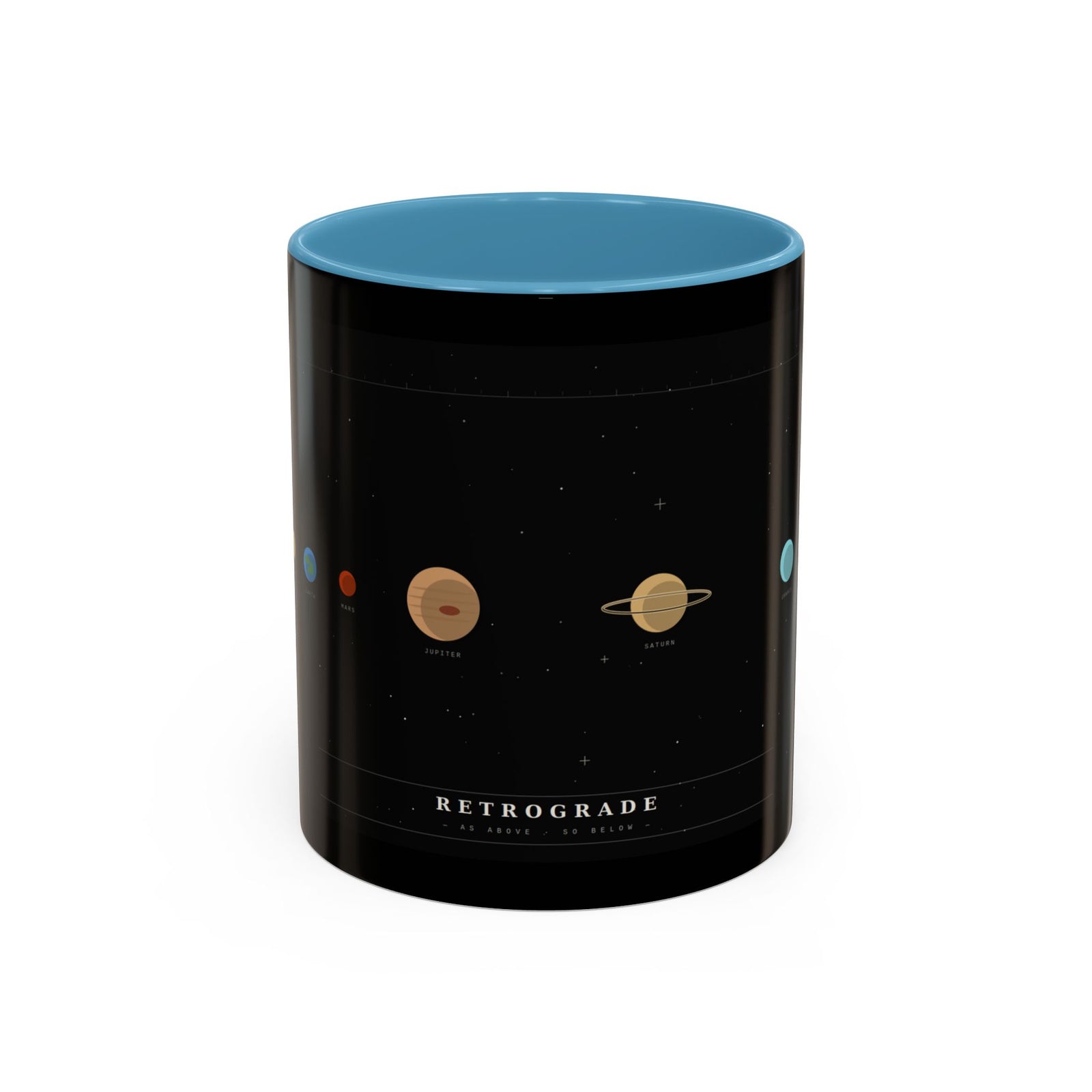 Retrograde Solar System Coffee Mug — Planet Diagram Accent Mug (11/15oz)