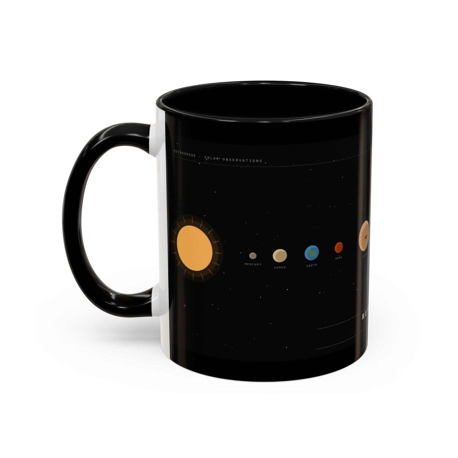 Retrograde Solar System Coffee Mug — Planet Diagram Accent Mug (11/15oz)