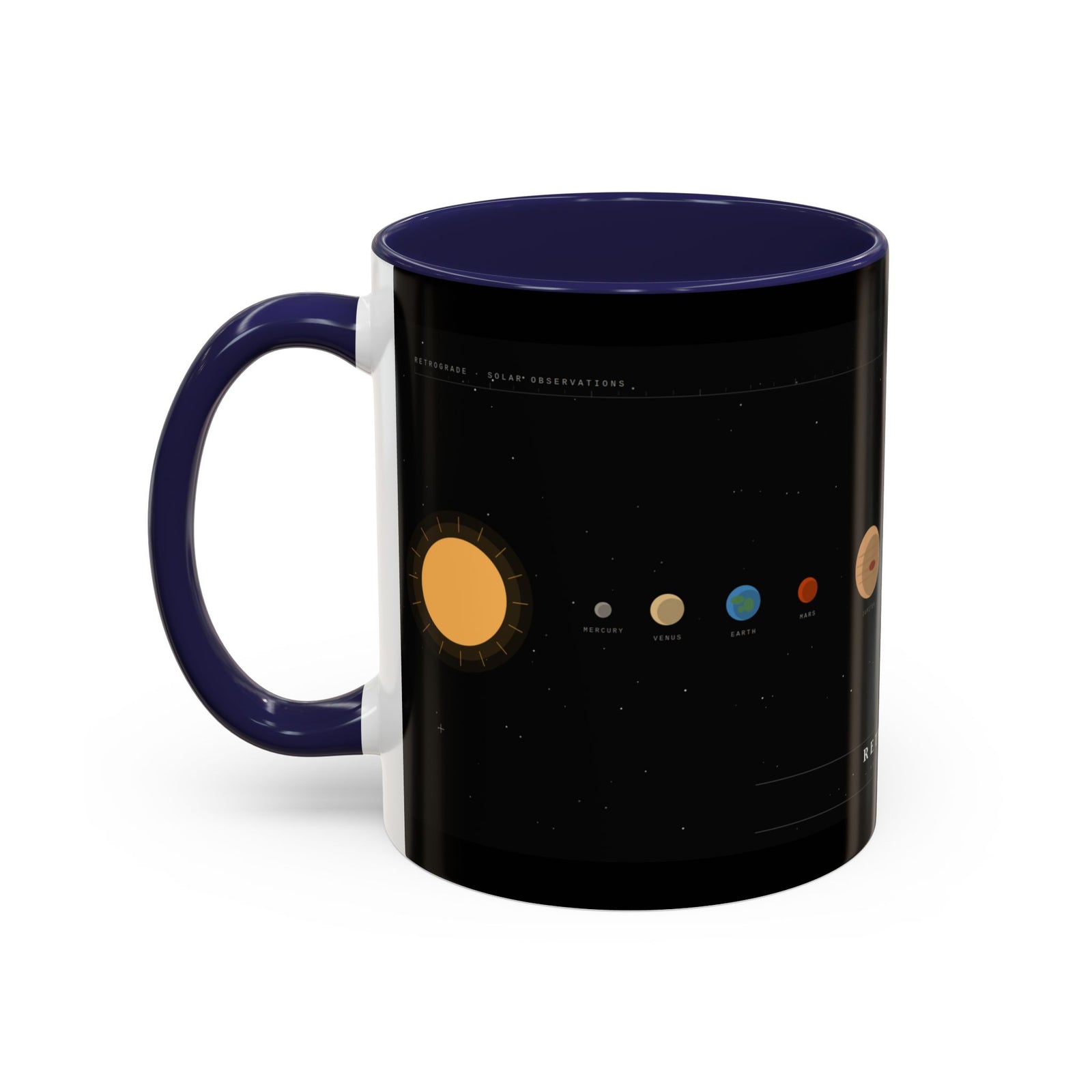 Retrograde Solar System Coffee Mug — Planet Diagram Accent Mug (11/15oz)