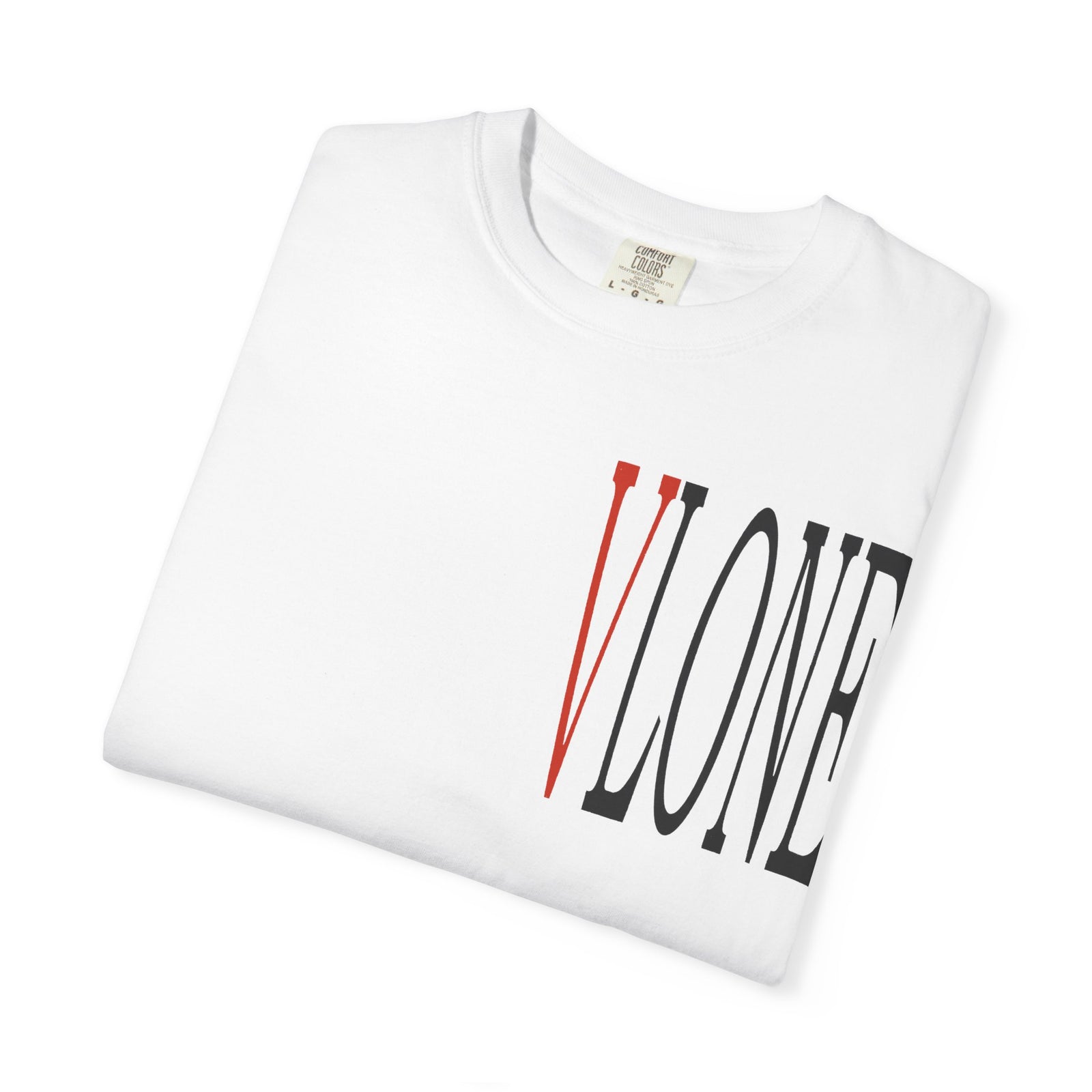 VLONE Graphic T-Shirt — Distressed Red V Logo Front & Back