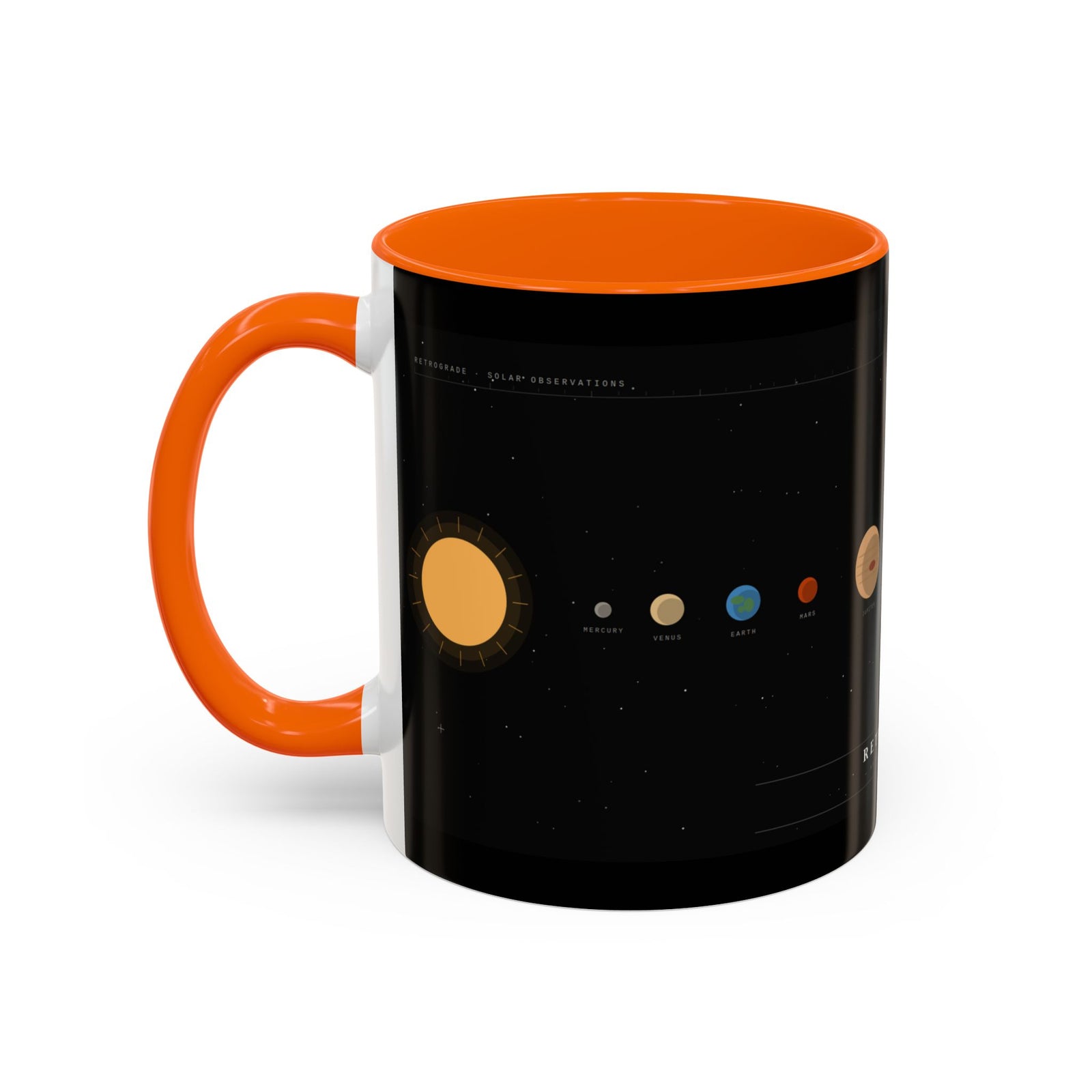 Retrograde Solar System Coffee Mug — Planet Diagram Accent Mug (11/15oz)
